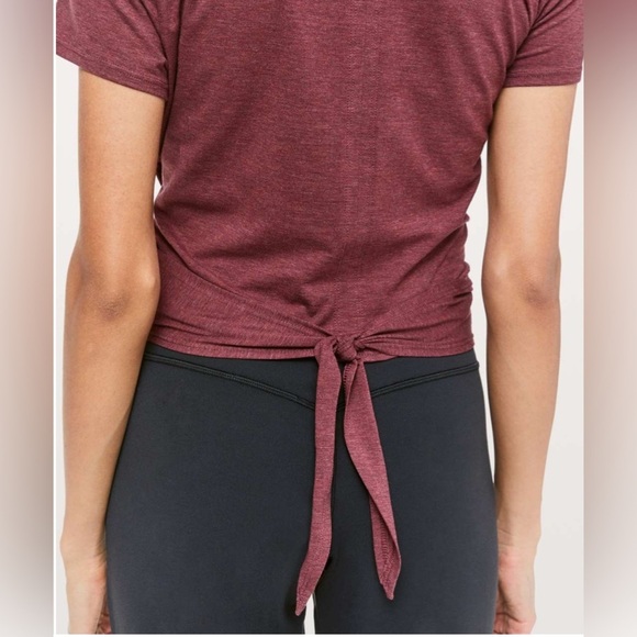 Lululemon Time To Restore Short Sleeve | Heathered Dark Sport Red | Size 6 - Picture 4 of 9
